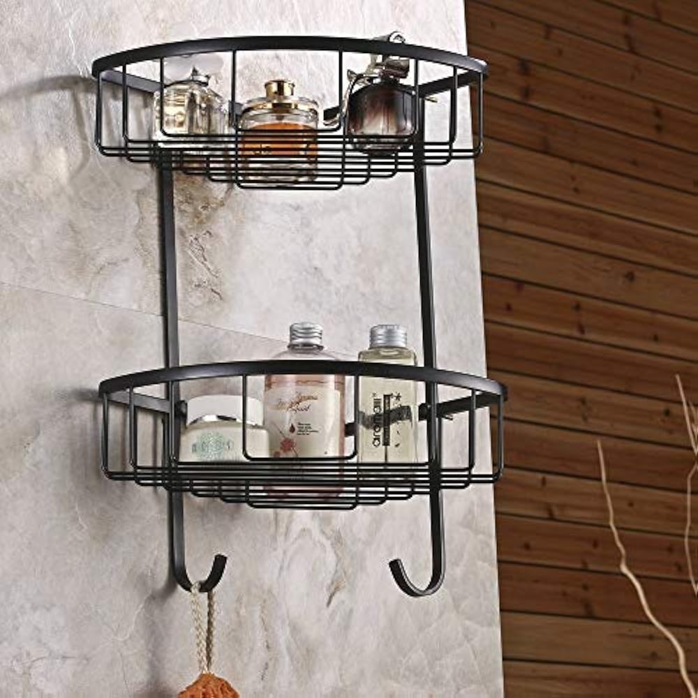 Hiendure Shower Caddies 2 Tiers Wall Mounted Solid Brass Corner