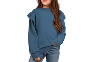 DOKOTOO KIDS Girls Sweaters Cute Crewneck Ruffle Long Sleeve Knit Pullover Sweater Tops 6-15 Years