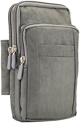 Universal Heavy Duty Rugged Nylon Canvas Waist Pack Cellphone Case Pouch Vertical Smartphone Holster Case with Belt Clip Hook Loop Wallet Crossbody Messenger Bag for all Phones Tablet under 7inch