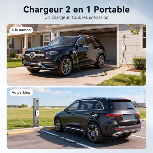 EVDANCE Type 2 Electric Car Charger (6-16A, 3.68kW, 6.1m) Adjustable Intensity Electric Car Charging Cable Portable Charger Waterproof IP66 with Carry Bag for EV IEC62196-2, White