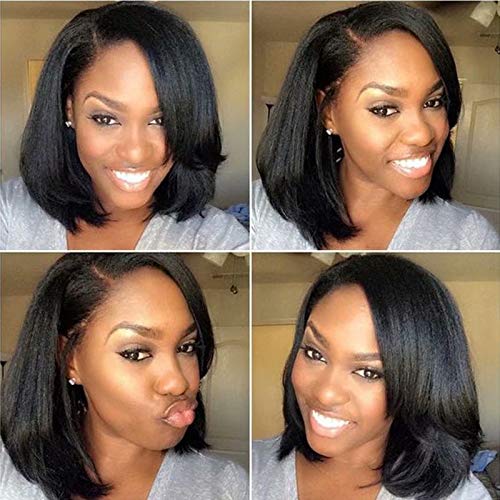 ten chopsticks Italian Yaki Short Bob Human Hair Lace Front Wigs For Black Woman Bob Wigs Side Part Brazilian Hair Pre Plucked Full Lace Wigs