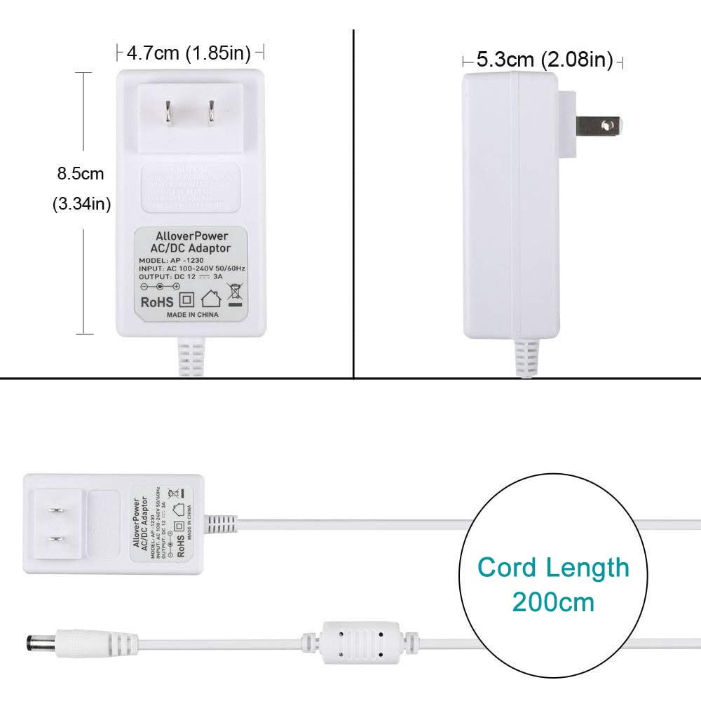 12V 3A Power Cord for 4moms mamaRoo 2/4, for Rockaroo Baby Swing, for mamaroo 2015 Infant Seat Bouncer Replacement AC Adapter Charger