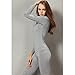 Liang Rou Women's Scoop Neck Stretch Top & Bottom Thin Underwear Set Grey S XS-S (0 2 4 6) 1 Set Grey