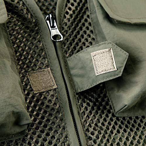 LAANCOO Anglerweste Weste Jacke Outdoor Schnelltrocknend Reise Multi-Pocket Atmungsaktiv Männlich Grün (ON) – Bild 7