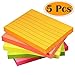 Selizo Super Sticky Notes Lined, 3 in x 4 in, 5 Pads/Pack, 100 Sheets/Pad, 5 Colors