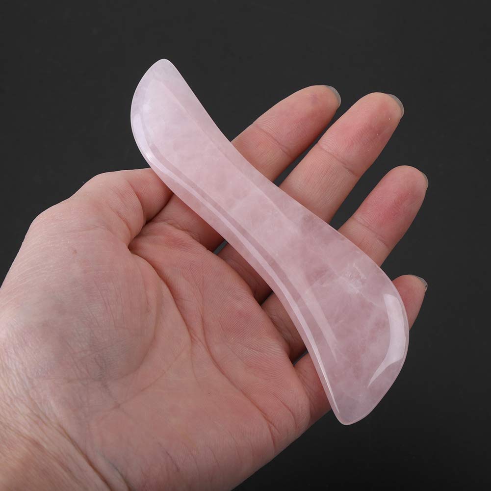 Jade Gua Sha Scraping Massage Tools, Natural Rose Quartz Gua Sha Board for Body Facial SPA Acupuncture Therapy Trigger Point Treatment