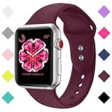 Booyi Sport Band for Apple Watch 38mm 42mm, Soft Silicone Replacement Bands for iWatch Apple Watch Series 3,2,1