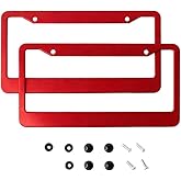 YUYUDEHM 2 Pack Red License Plate Frames, Aluminum License Plate Holders, Universal Car Frame for Man and Women with Screws