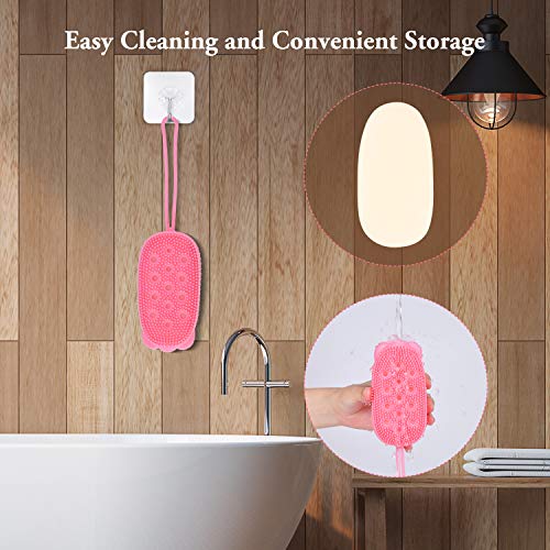 Silicone Bath Body Brush for Woman, Exfoliating Body Scrub Brush, Shower Cleansing Scrubber Brush for Girl, Double-Sided Silicone Sponge Bath Brush with Soft Brush Head and Hard Massage Ball