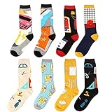 Zmart 8 pack Colorful Patterned Cotton Casual Crew Novelty Socks