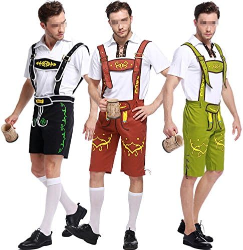 Oktoberfest Costume Bavarian Men Uniform Lederhosen Shorts with shirt