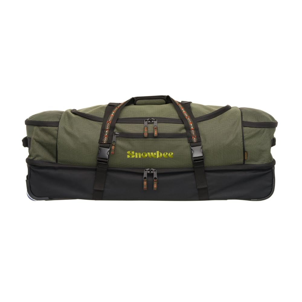 Snowbee XS Deluxe Travel Rolling Bag with Pull Out Handle & Two Way Zip Closure - Green/Black, One Size