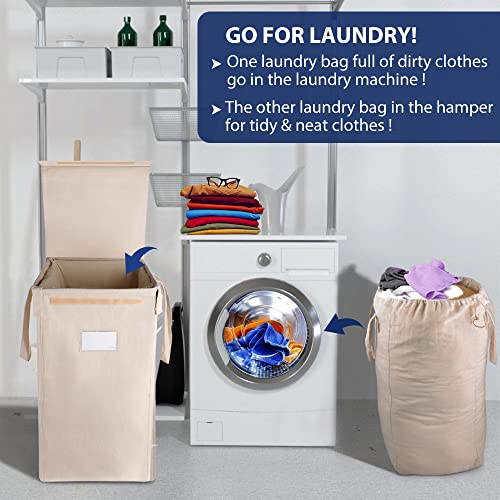 MCleanPin Laundry Hamper with Lid and 2 Removable Liners, 71