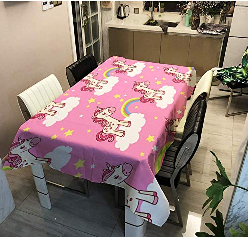 YUIP Unicorn Table Cloth Square Waterproof Tablecloth Unicorn Pattern Tablecloth Waterproof Unicorn Pattern Tablecloth Cute Unicorn Pattern Tablecloth Pink