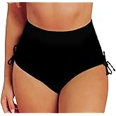 YELAIVP Women's High Waisted Bikini Bottoms Shirred V Cut Swimsuit Bathing Suit Bottom