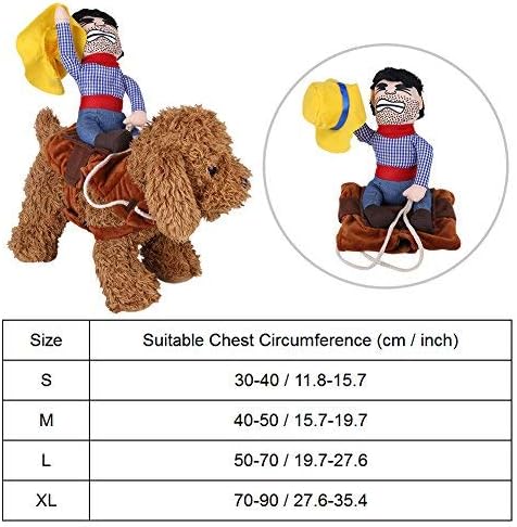 Pet Dog Costume Funny Cowboy Riders Clothes Dogs Outfit Knight Style Clothes with Doll and Hat for Halloween Cosplay Party(L) - Image 3