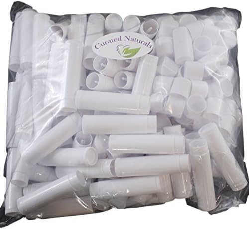 White Lip Balm Empty Tube Containers, Quality No Leak, Curated Naturals Brand (50)