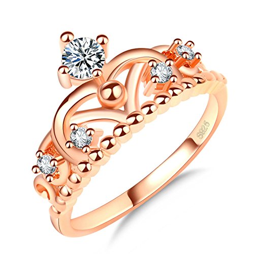 Haoze Clear Exquisite Princess Crown Tiara Ring Sparkling Cubic Zirconia Diamond Personalized Wedding Engagement Ring (6)