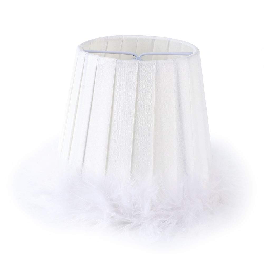 White Feather Cloth Lamp Shade, Chandelier Pendant Cover for Table Floor Lights