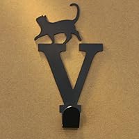 Cat Letter Metal Coat Hook, Door Hooks, Key Hooks, Wall Hangers, Jewelry Hooks Alphabet (V)