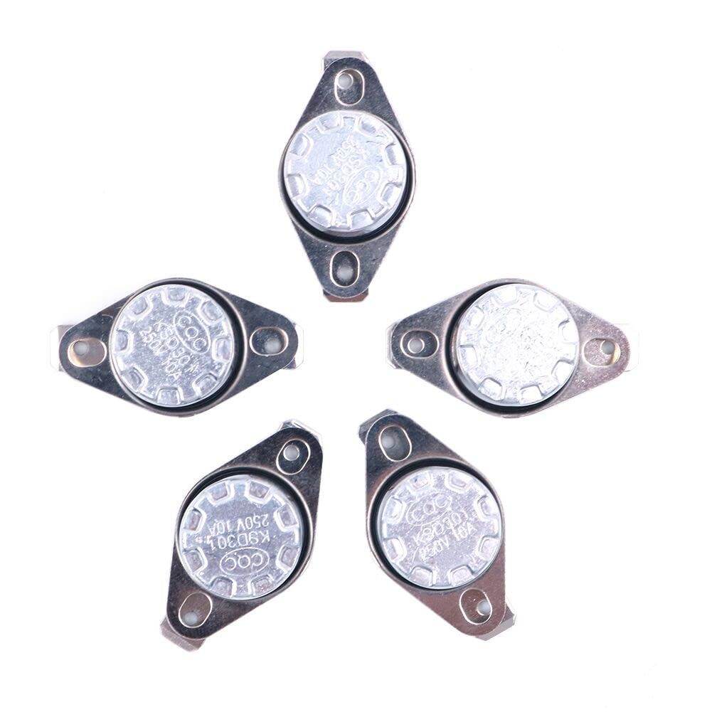 DollaTek 5-Pack KSD301 120 Degrees Centigrade Thermostat Thermal Control Switch 250V 10A Normally Closed NC Thermostat Temperature Switch