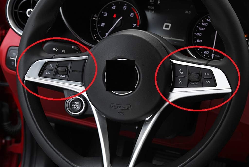 Eppar New Steering Wheel Button Covers Compatible with ALFA Romeo Giulia 2016-2020 (Silver)