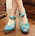 AvaCostume Old Beijing Womens Embroidery Summer Sandals Comfortable Casual Walking Shoes, Green, 38