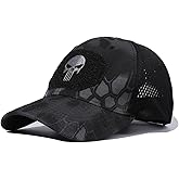 RUINUO Skull Mesh Baseball Cap Trucker Hat Tactical Operator Caps Outdoor Breath Sun Hats