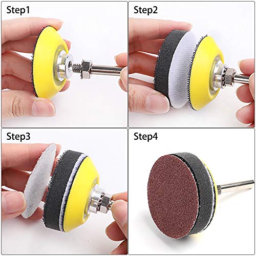 Coceca, 140PCS 2 inch Sanding Discs Pad Kit for Drill Grinder Rotary Tools with 1/4" Backer Plate Shank and Soft Foam Buffering Pad,Sandpapers Includes 60-3000 Grit (140 pcs) - Thumbnail 4