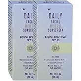 Daily Facial Mineral Sunscreen Broad Spectrum SPF40, oil free, weightlessMatte Finish, gel formula, fragrance free, water Resistance (Mineral Sunscreen 2 pack matte finish)