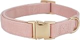 YUDOTE Ultra-Soft Cotton Corduroy Dog Collar Medium Dusty Pink
