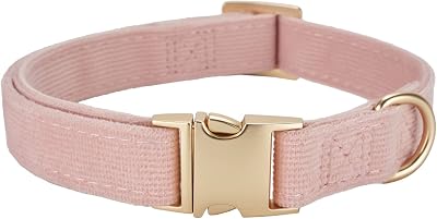 YUDOTE Ultra-Soft Cotton Corduroy Dog Collar Medium Dusty Pink