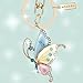 Bling Bling Crystal Butterfly Keychain Key Ring with Pouch Bag MZ847-2 Golden
