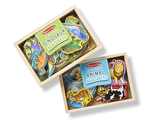 Melissa & Doug Wooden Magnets Set - Animals and Dinosaurs With 40 Wooden Magnets