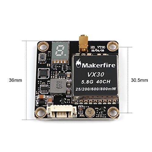 Makerfire 5.8GHZ 40CH FPV Video Transmitter VX30 NTSC/PAL 25/200/600/800mW Switchable with MMCX for Racing Drone Quadcopter
