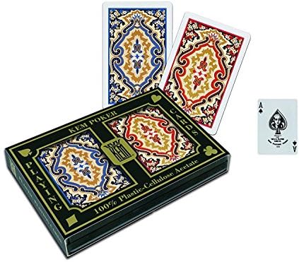 KEM Paisley Red and Blue, Bridge Size-Standard Index Playing Cards Pack of 4