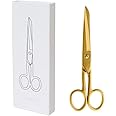 MultiBey Gold Scissors 7" Tailor Fabric Paper Cutting Tools Craft Scissors Shears Heavy Duty Copper Straight Recycled Home Office Scissors Cutter