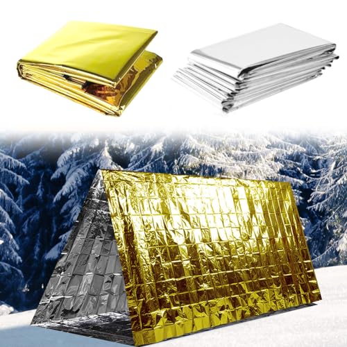Thermal Blanket Silver Gold, 3 Pieces 210 x 160 cm, Emergency Rescue Blanket, Outdoor, for Hiking and Survival