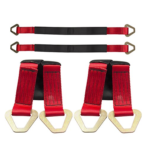 Bang4buck 4 Pieces 2"x 36" Tow Strap Car Hauler Axle Straps Truck Wrecker Wheel Tie Down Strap with 10,000 Lb Breaking Strength - Thumbnail 7