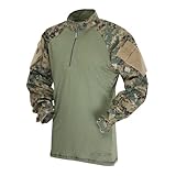 Tru-Spec 65/35 Polyester/Cotton Rip-Stop 1/4 Zip Tactical Response Combat Shirt Woodland Digital/Olive Drab Large