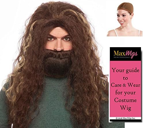 Enigma Wigs Ocean King Set Agua Water Facial Hair Mustache Beard Long Wavy Bundle with Cap, MaxWigs Costume Wig Care Guide