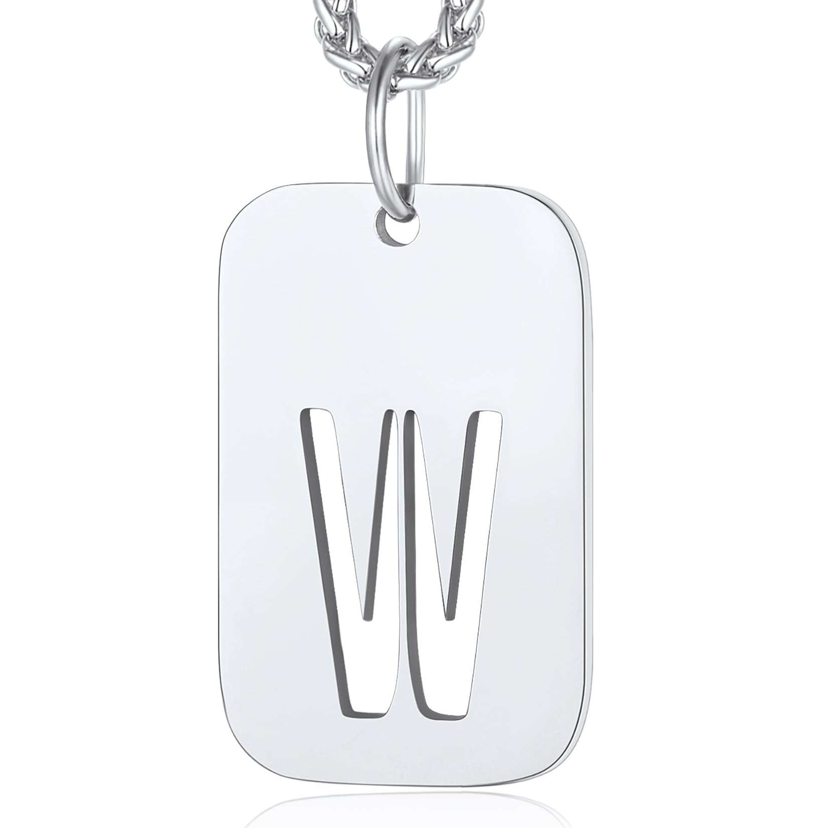 ChainsPro Initial Necklace Stainless Steel Mens Pendant Male Necklace Stainless Steel Dog Tags for Men
