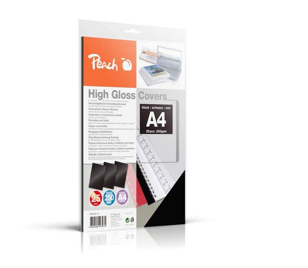 Peach PB100-17 A4 High Gloss Cover Sheets - Black