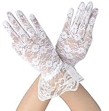 Simplicity Lace Floral Short Tulle Bridal Gloves for Dress, Driving, Wedding