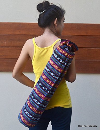 BTP-Handmade-Yoga-Mat-Bag-Totes-Sling-Bags-Zipper-Cotton-Lining-Ethnic-Thai-Adjustable-Strap