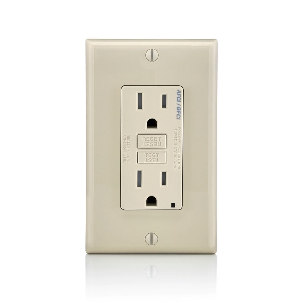 Leviton AGTR1-T SmartlockPro Dual Function AFCI/GFCI Receptacle, 15  Amp/125V, Light Almond - - Amazon.com