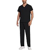 Scrubs for Men Set V-Neck Scrub Tops and Cargo Pants Medical Scrubs Lightweight Quick Drying Uniform