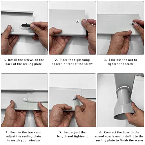 MQIDLFE Portable Air Conditioner Window Vent Kit with 5.9 Inch Diameter 59 Inch Length Exhaust Hose Adjustable Window Seal for Horizontal&Vertical