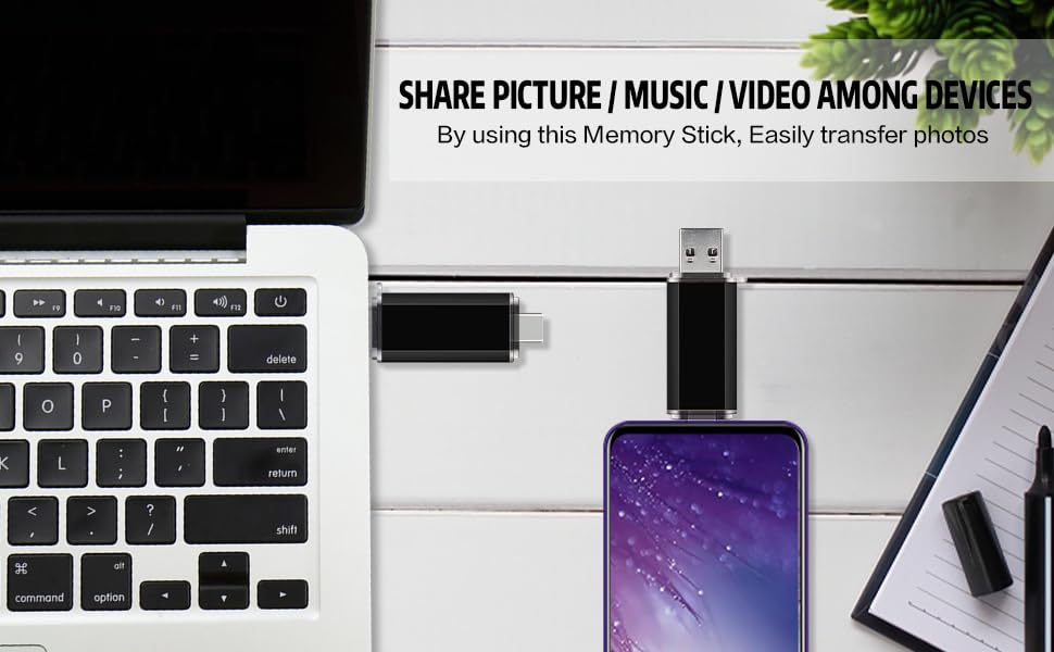 2-Pack 128GB USB C Flash Drive Dual Flash Drive Type C + USB A Memory Stick Jump Drive 2-in-1 Thumb Drive for Storage and Backup (128GB*2 Black&Blue)