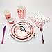 288 Piece Rose Gold Happy Birthday Party Supplies for 30 Guests | Disposable Paper Plates Cups Cupcake Liners and Napkins Set | Foil Balloons for Backdrops | Party Dinnerware Set with Tablecloth